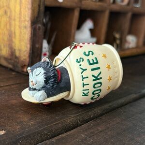 Vintage 1994 Hallmark Christmas sleeping cat kitty’s cookies ornament.